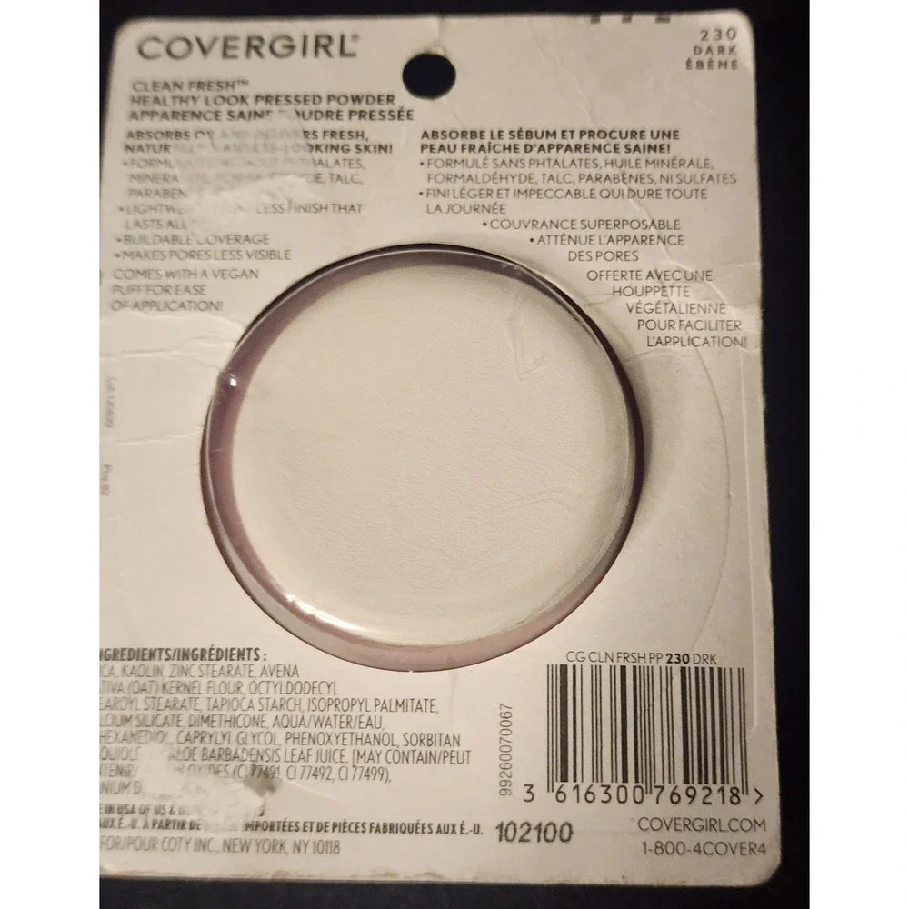 Covergirl Clean Fresh Pressed Powder 230 Dark Ebene Talc-Free Vegan Makeup 0.35z